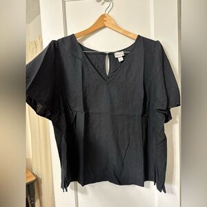 Ava & Viv Black Linen Blouse